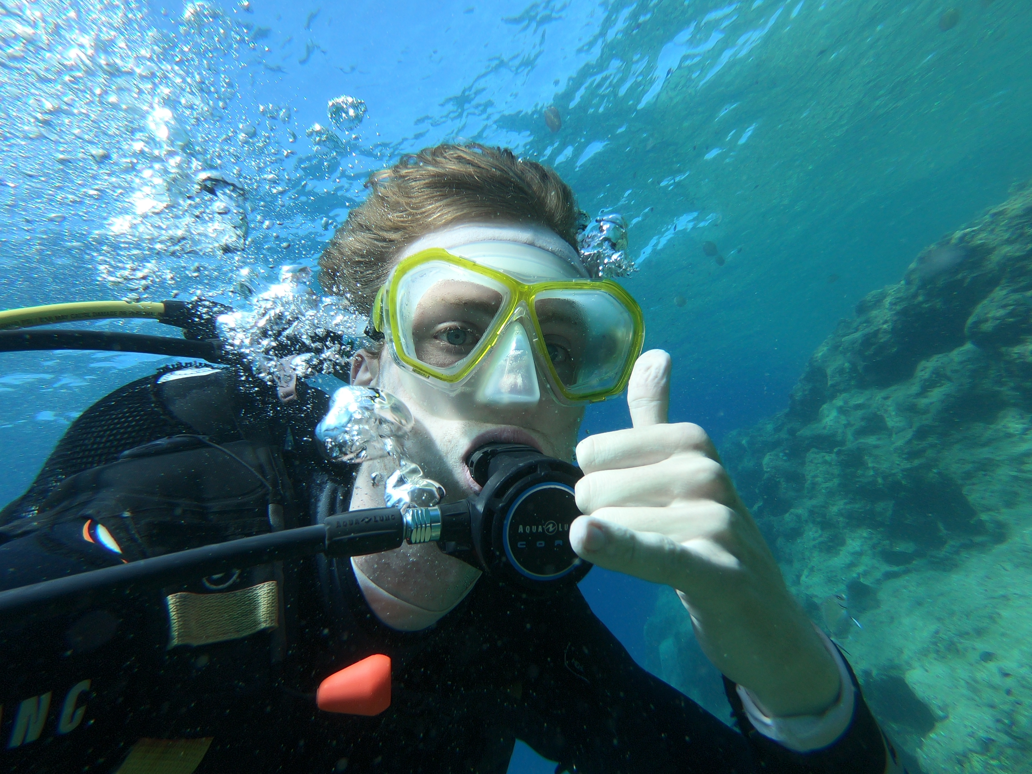 Underwater selfie, exploring the sea around Malta.