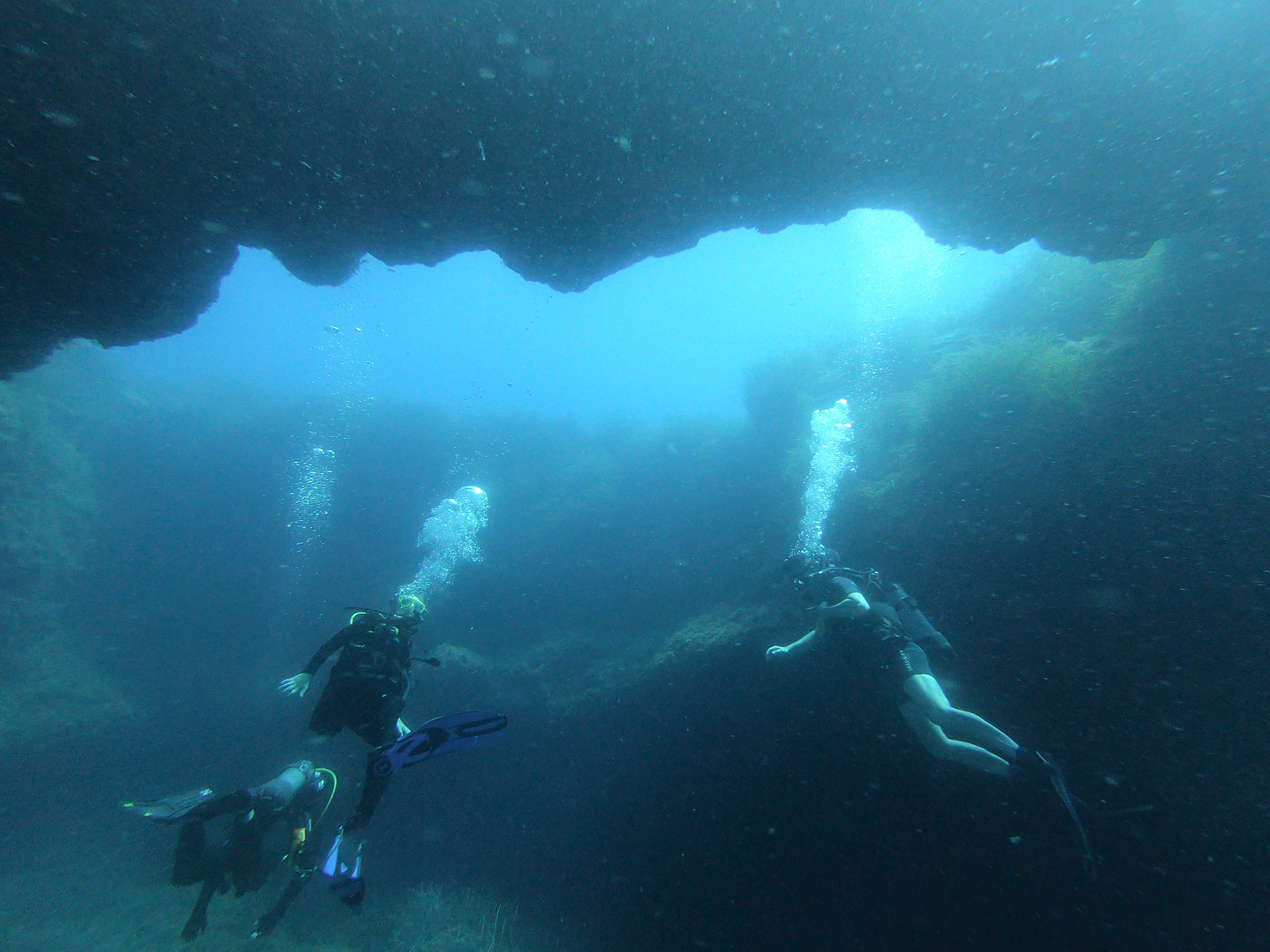 Entering an underwater cave near Malta