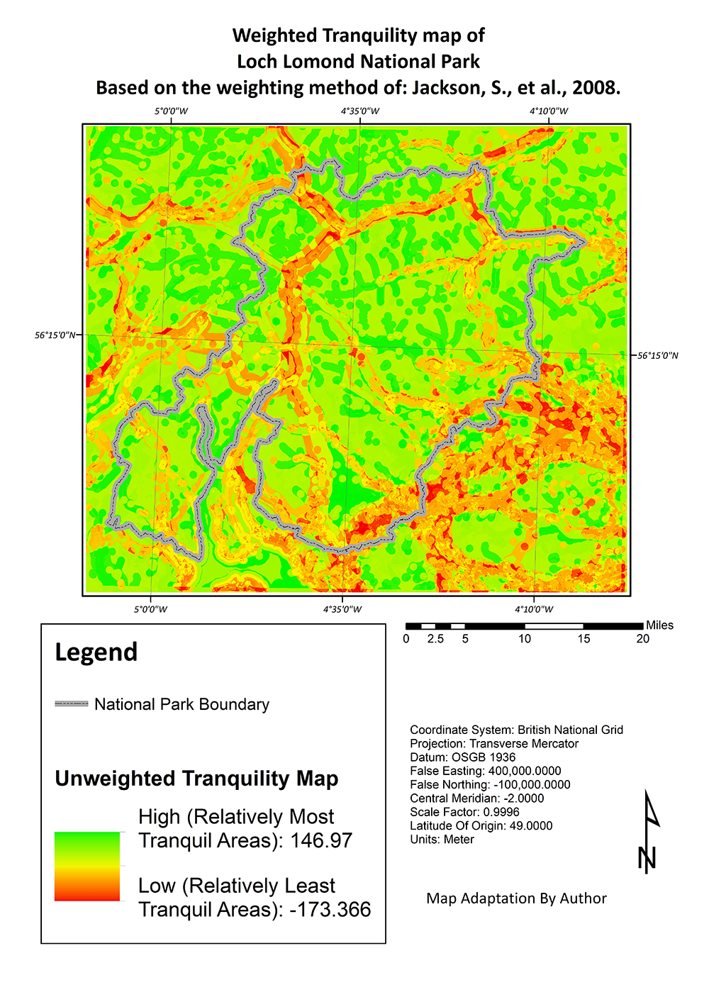Tranquility Map of Loch Lomond National Park