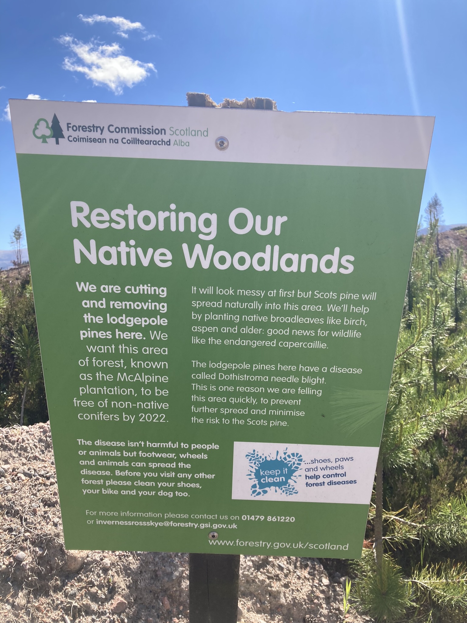 Information sign in fieldwork area